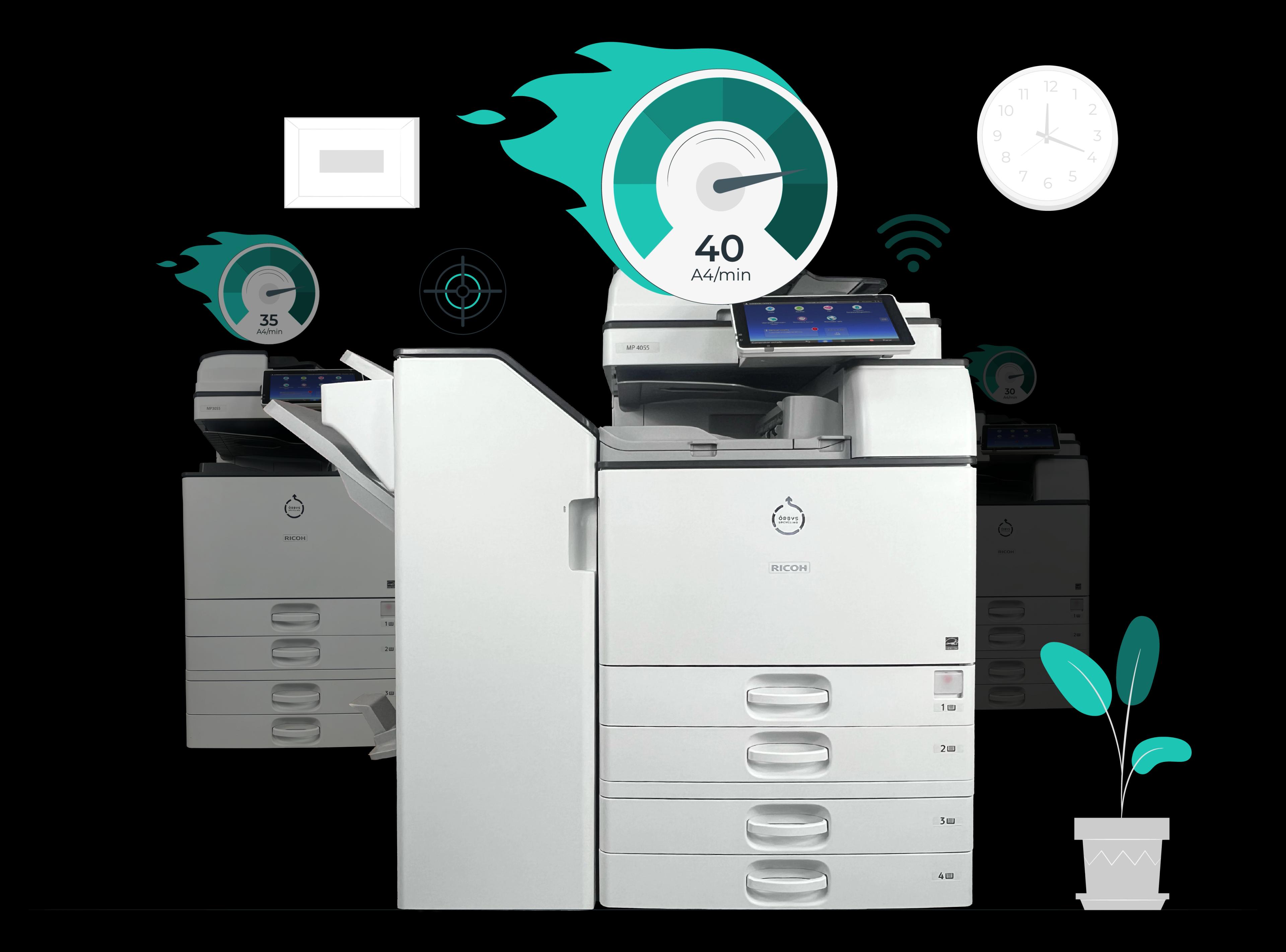 High-capacity printer equipped with a powerful itel processor, perfect for companies and educational centers